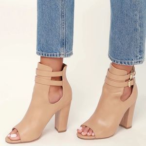 Taye Nude Peep Toe Booties